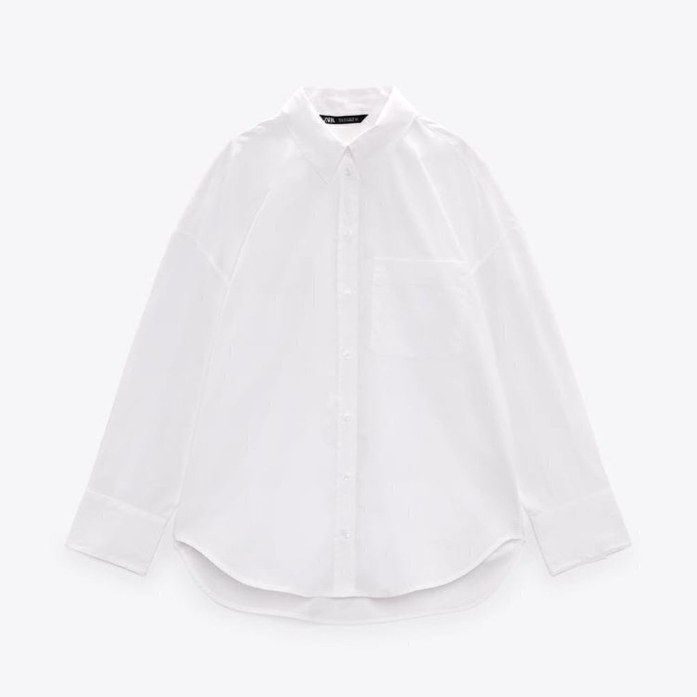 ZARA POPLIN SHIRT WHITE SIZE XS | 3068/399/250